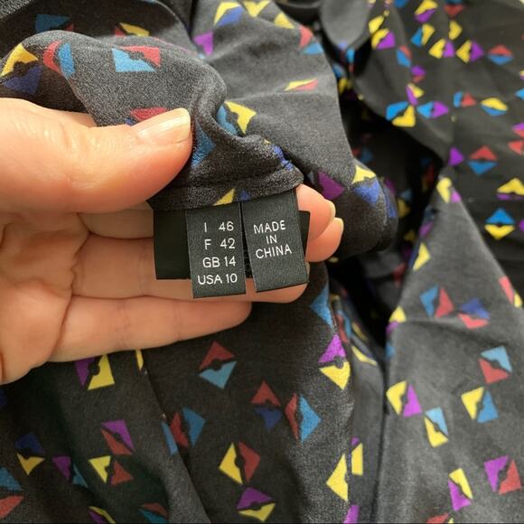 Derek Lam Silk geometric Collar Drape Blouse sz 10 - Picture 8 of 10